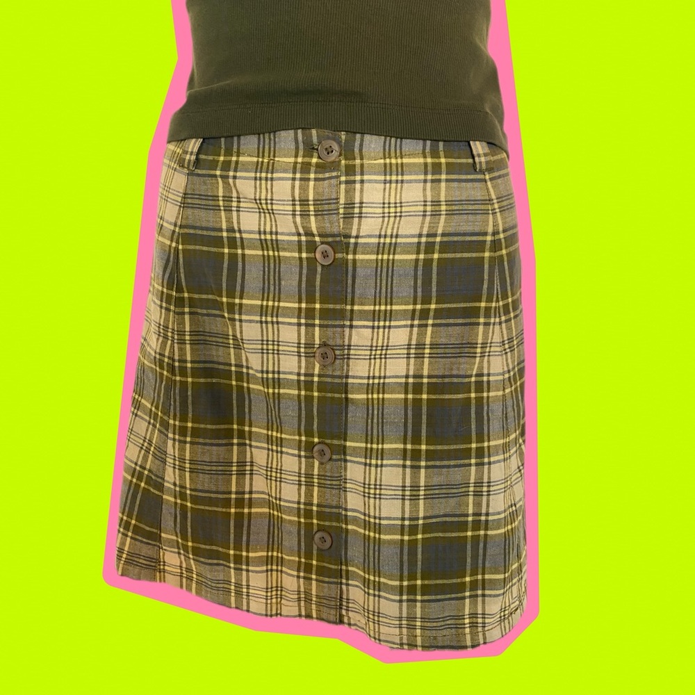 90s Free People Plaid Mini Skirt